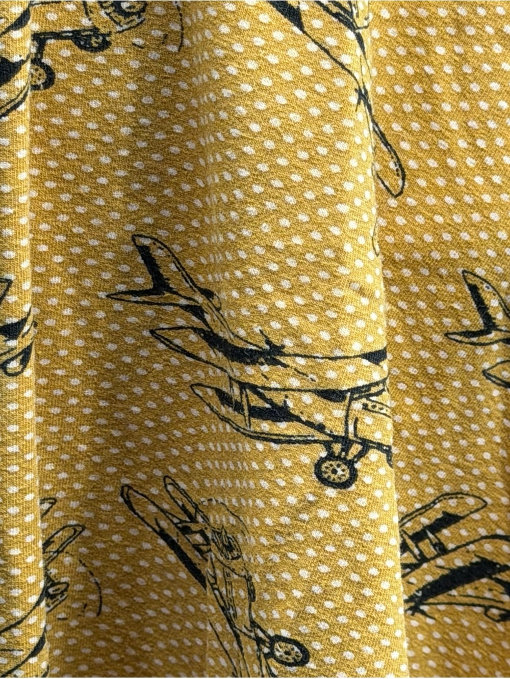 Effie’s Heart Airplane Print Fit & Flare Dress Mustard Black - Picture 3 of 6